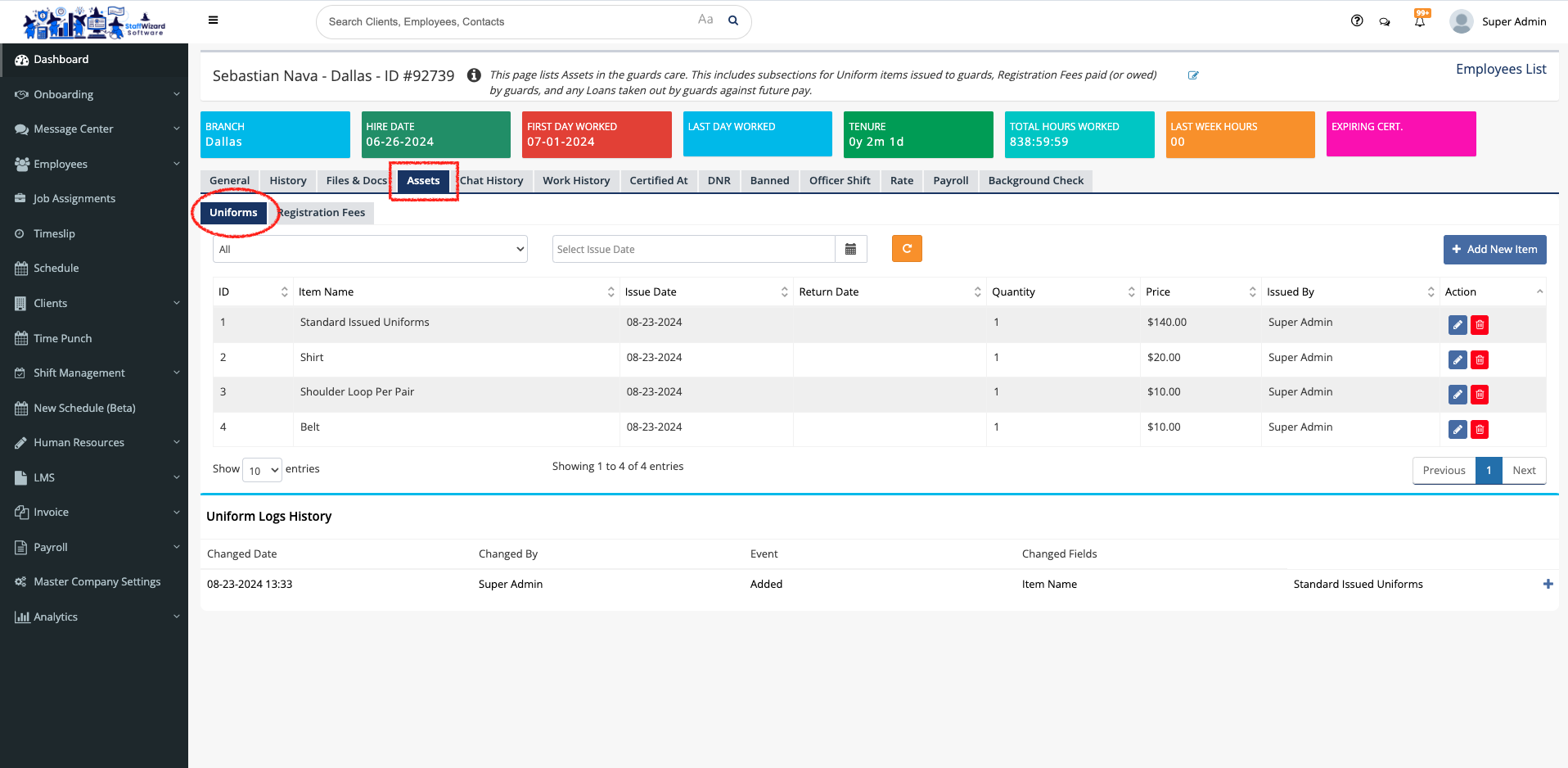 How do I create or view a log of equipment given to an employee_2.png